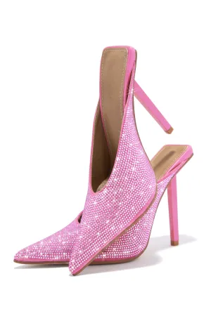 Azilis Embellished High Heel Mules - Pink