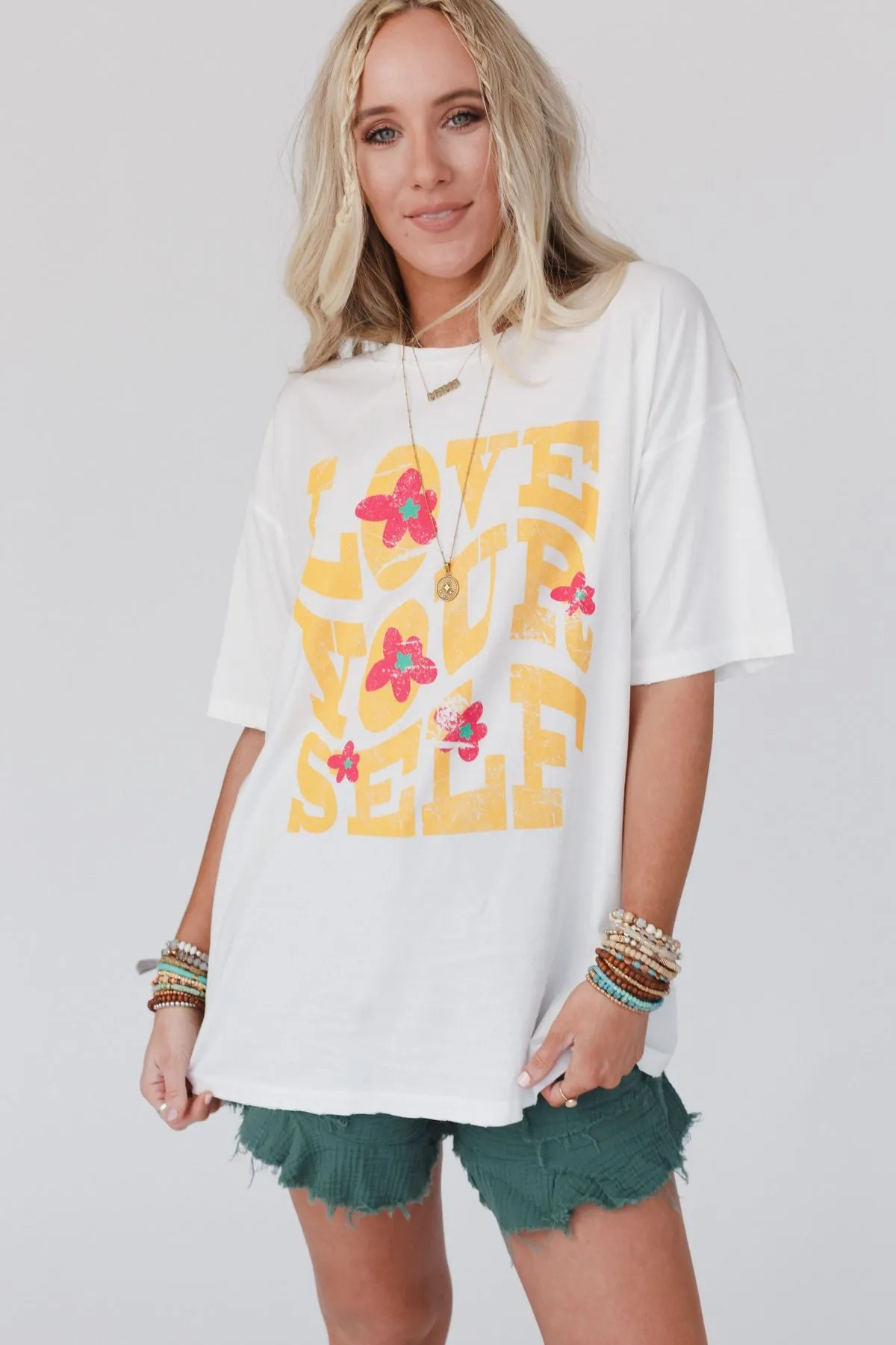 Big Love Distressed Graphic Tee - Ivory