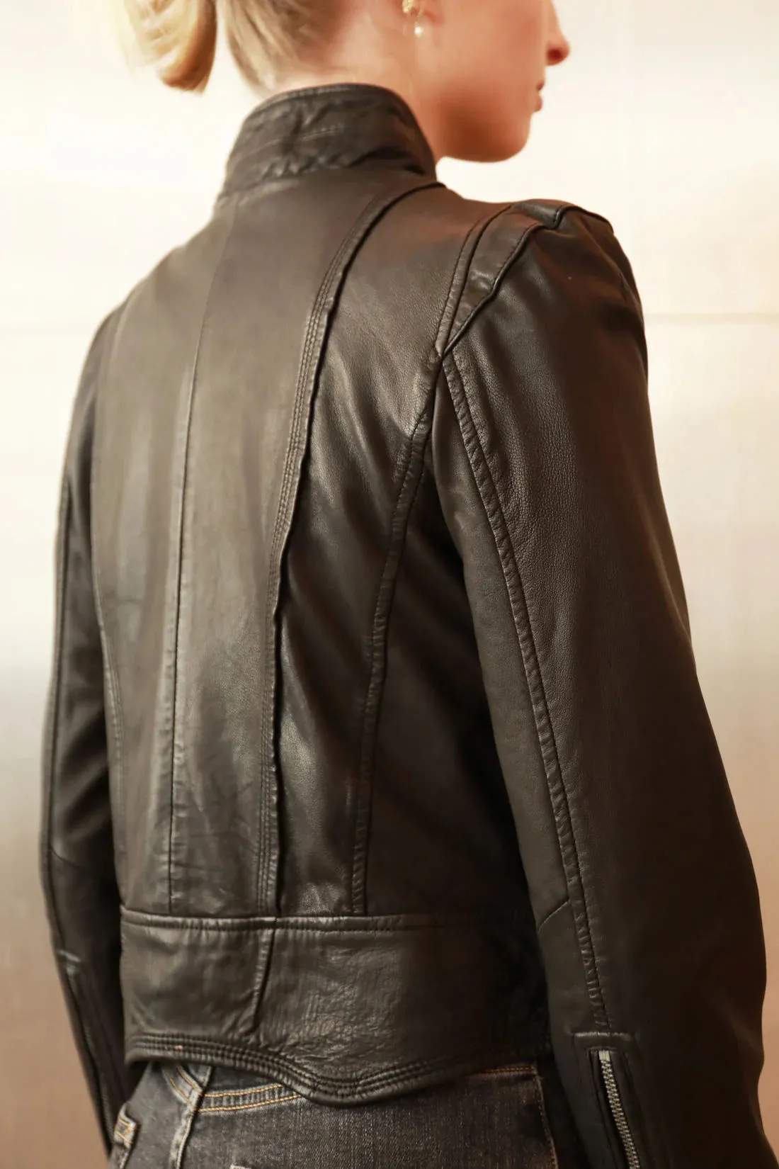 Helena Cropped Leather Jacket