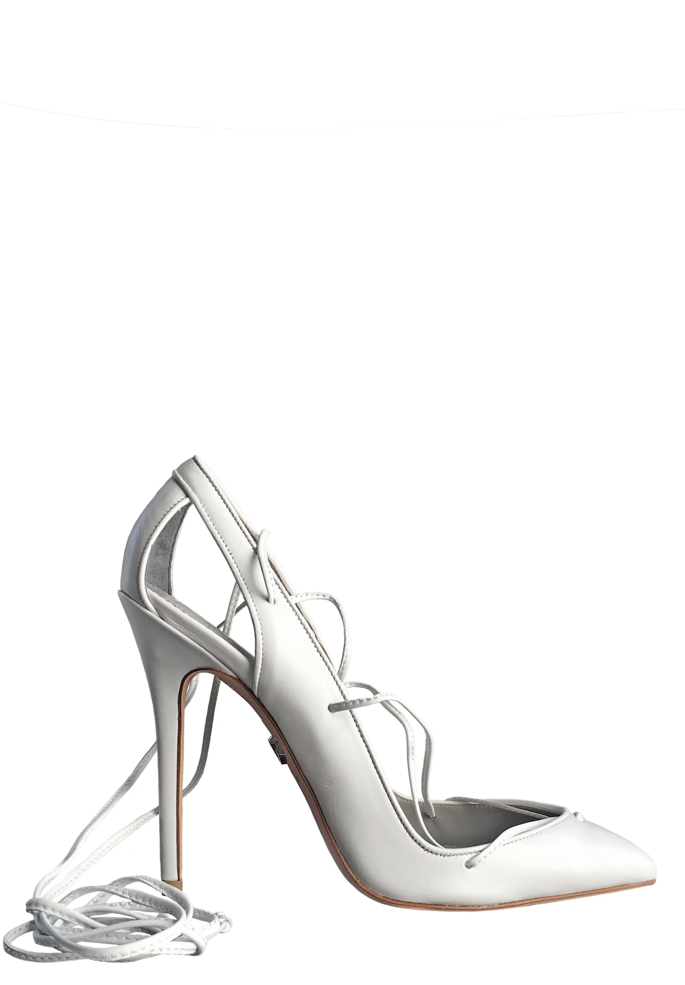 MASHA WHITE LEATHER LACE-UP PUMPS