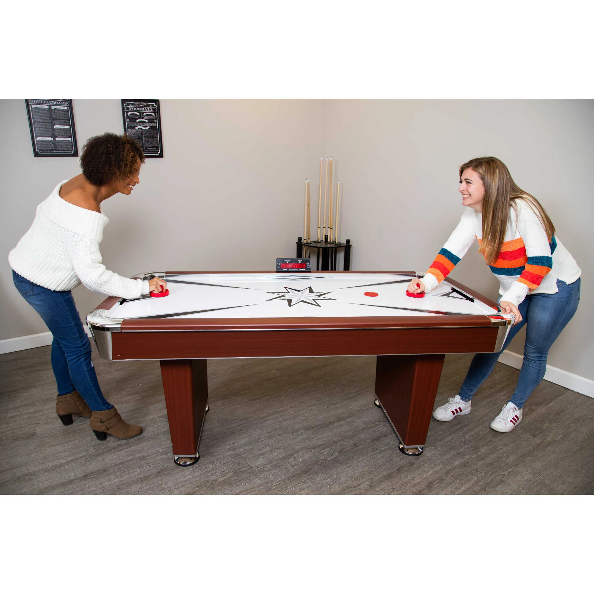 Midtown 72-in Air Hockey Table with LED Scoring - Cherry Finish