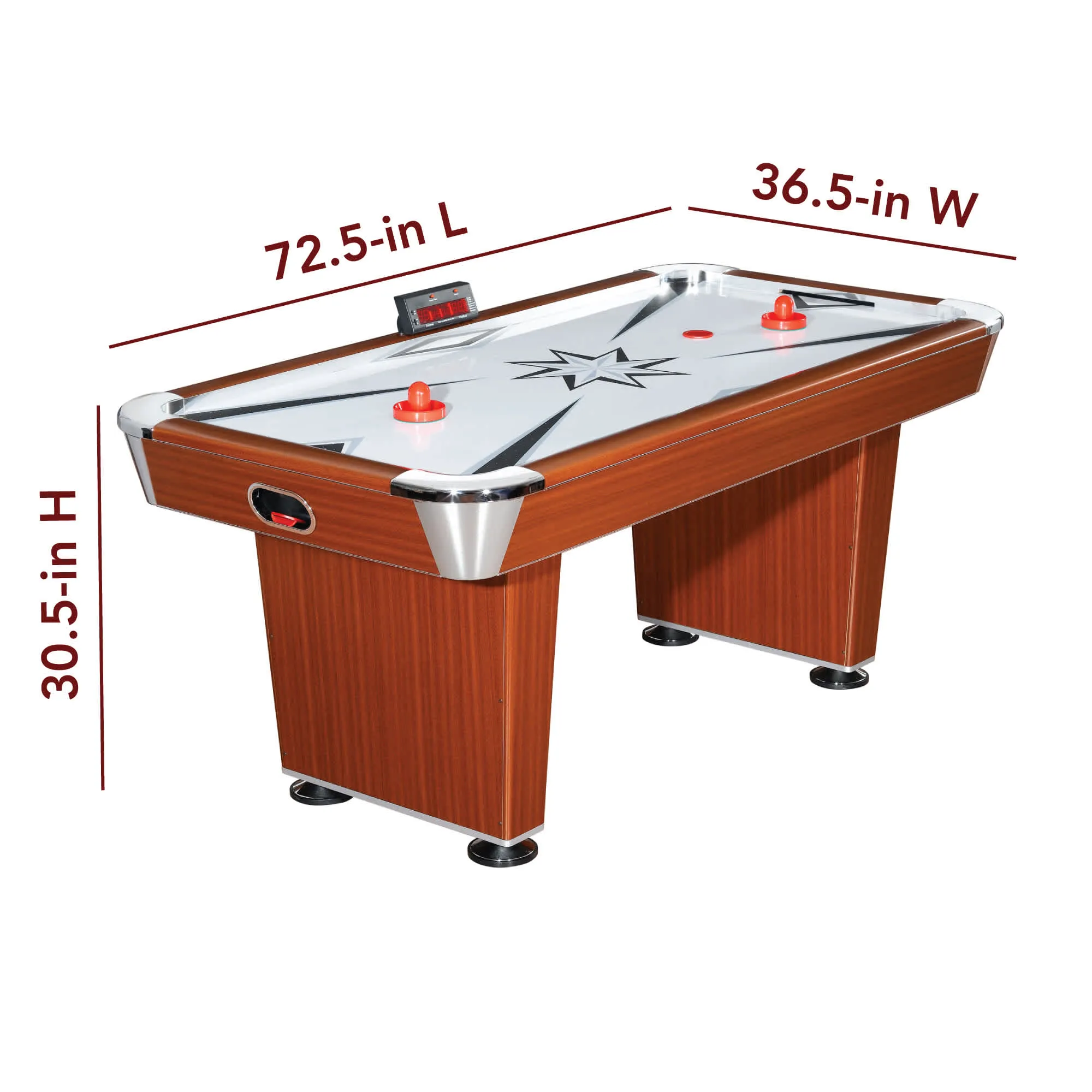 Midtown 72-in Air Hockey Table with LED Scoring - Cherry Finish