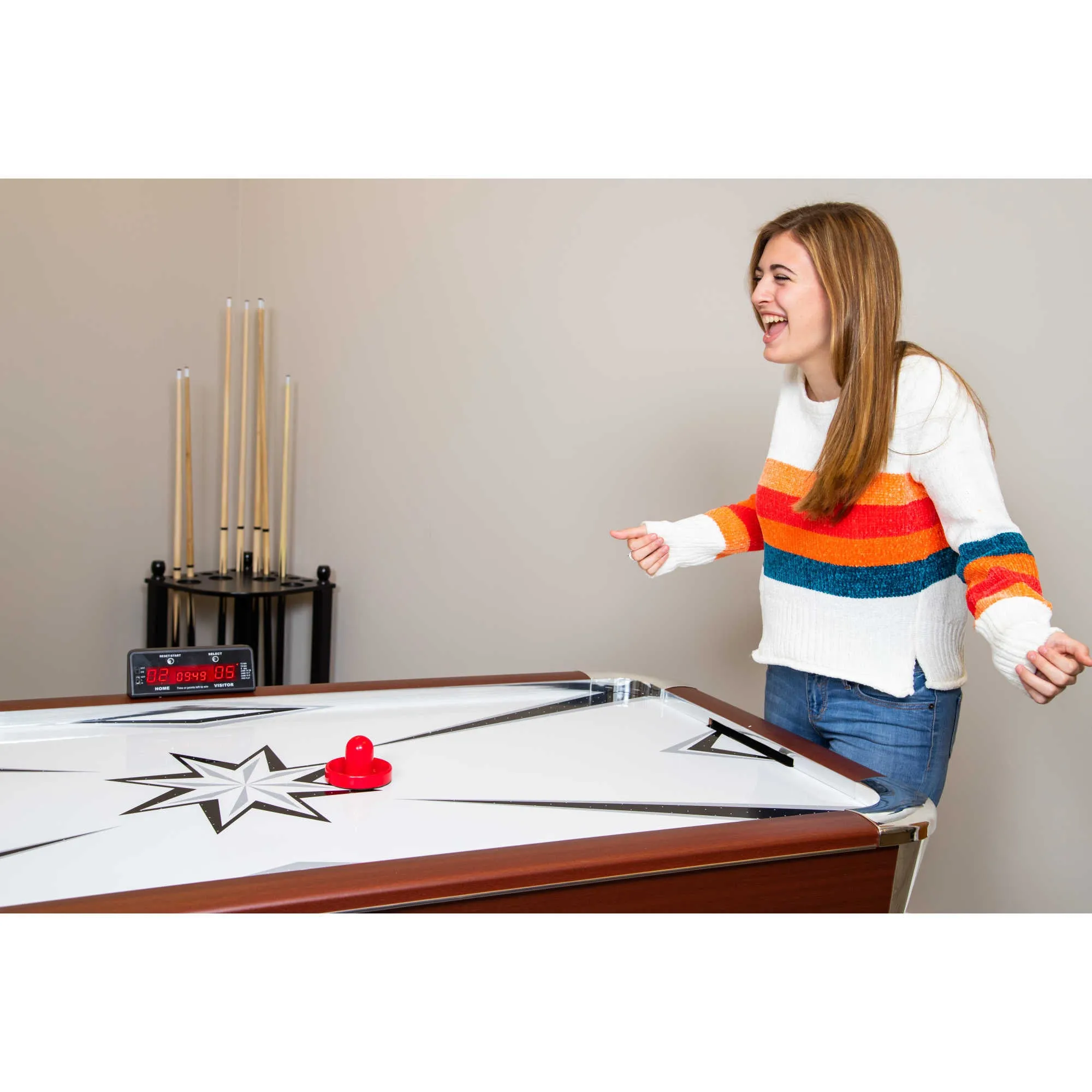 Midtown 72-in Air Hockey Table with LED Scoring - Cherry Finish