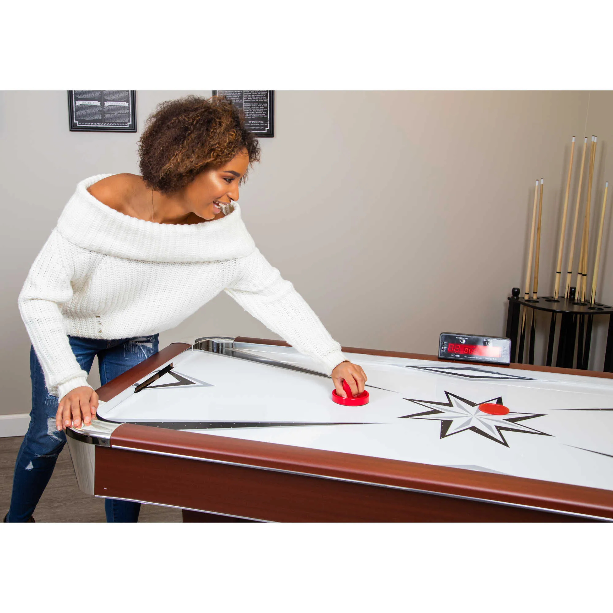 Midtown 72-in Air Hockey Table with LED Scoring - Cherry Finish