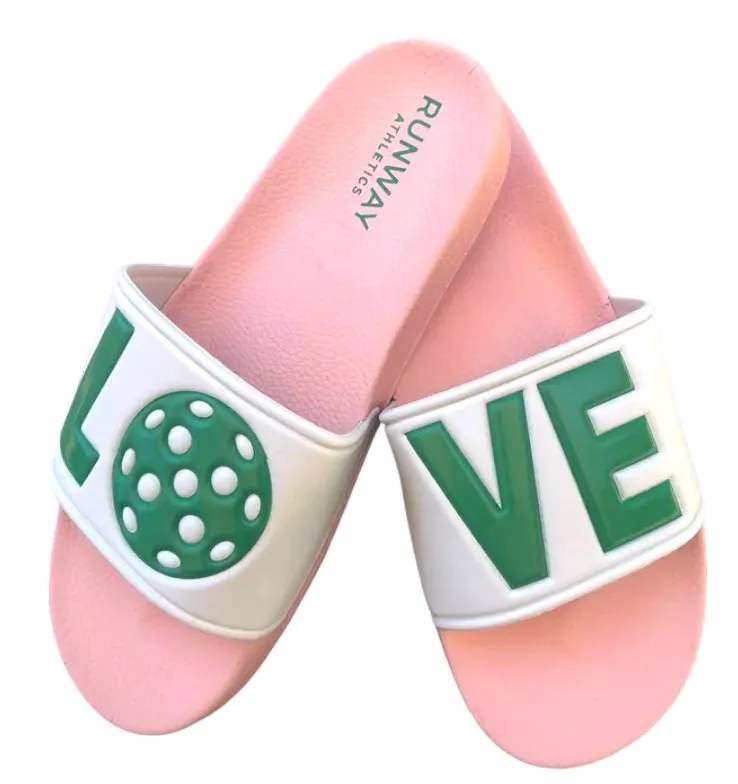 Pickleball Slides | Pink, Green & White