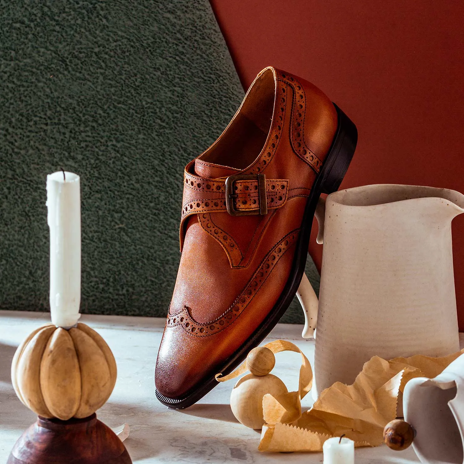 Saint Gerardo Tan Leather Single Monk Brogue