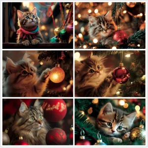 Selection Cute Kitten Cats Christmas Cards - Card Set or Single