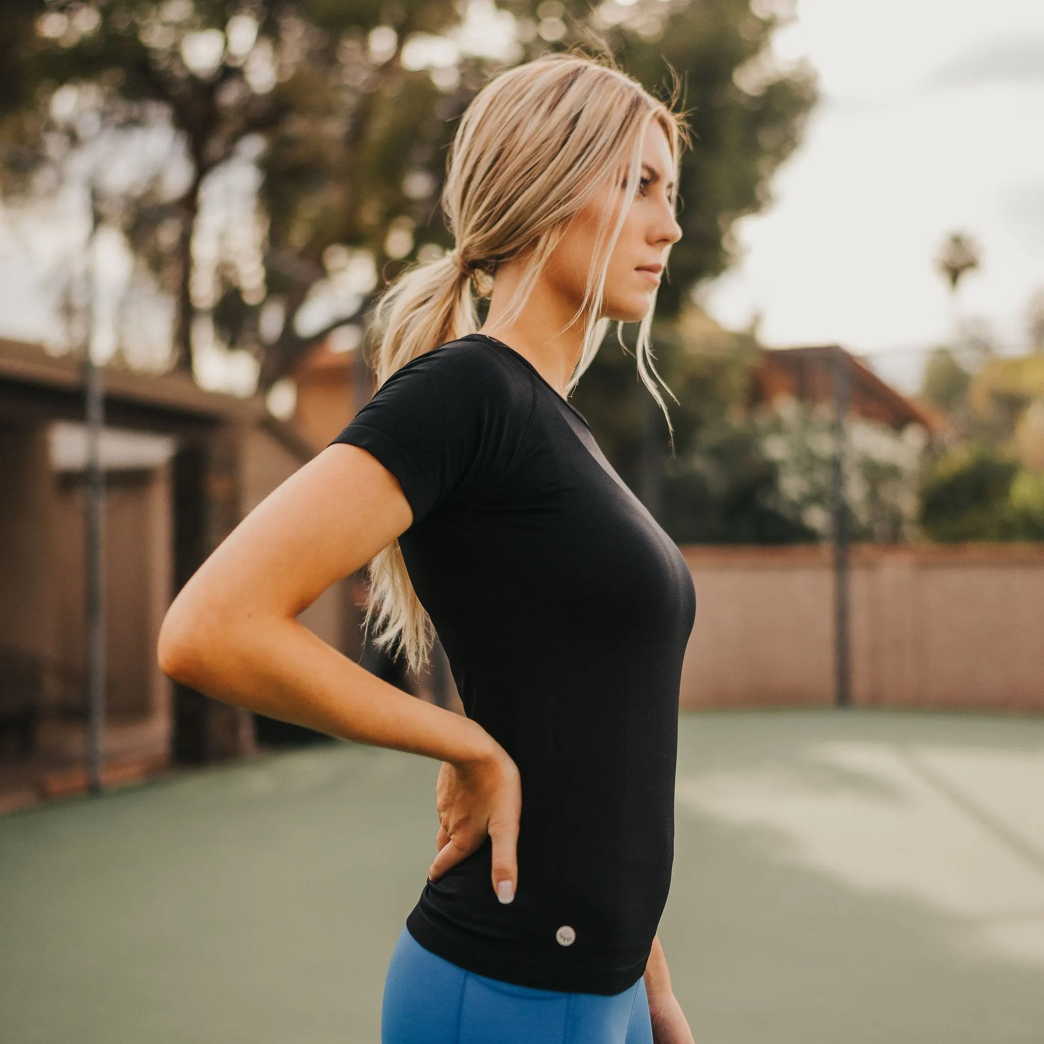 Sporty Seamless Tee - Black