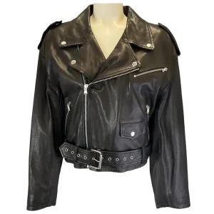 SPRWMN Black Lambskin Leather Moto Zip Jacket