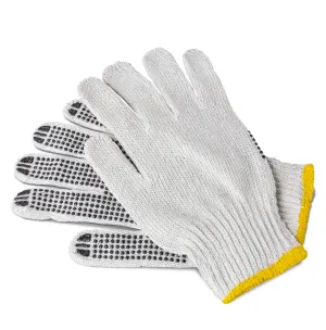 Unisex Knitted / Sewing Cotton Plain Hand Gloves Raw White