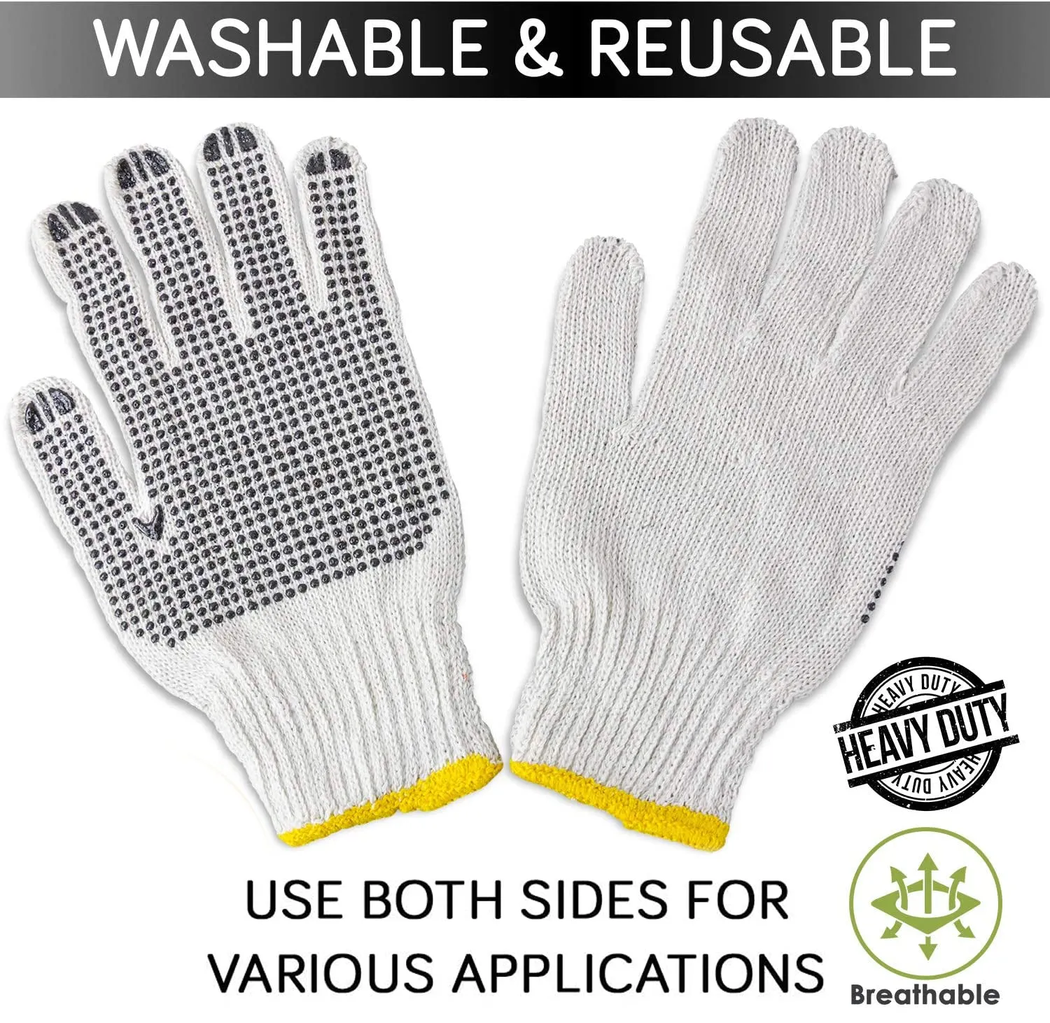 Unisex Knitted / Sewing Cotton Plain Hand Gloves Raw White