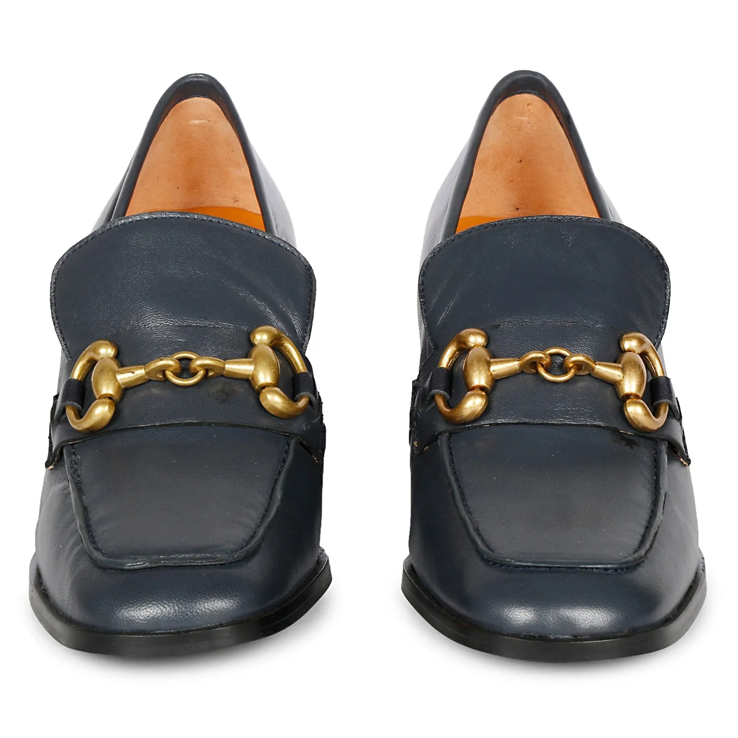 Valentina Navy Leather Handcrafted Shoes